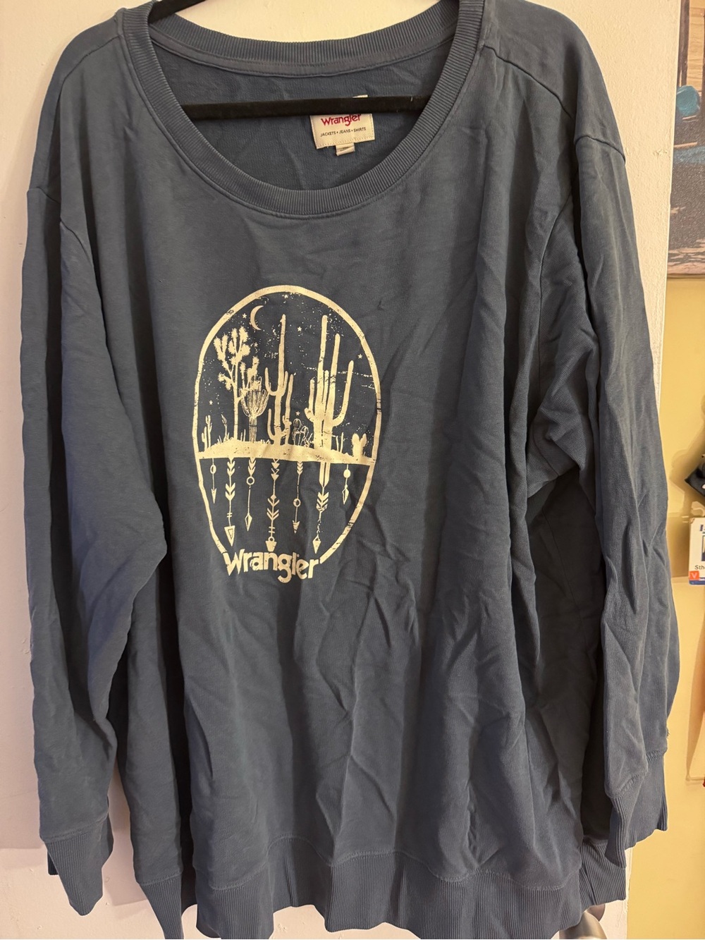 Wrangler Blue Crewneck Sweatshirt with Embroidered Label
